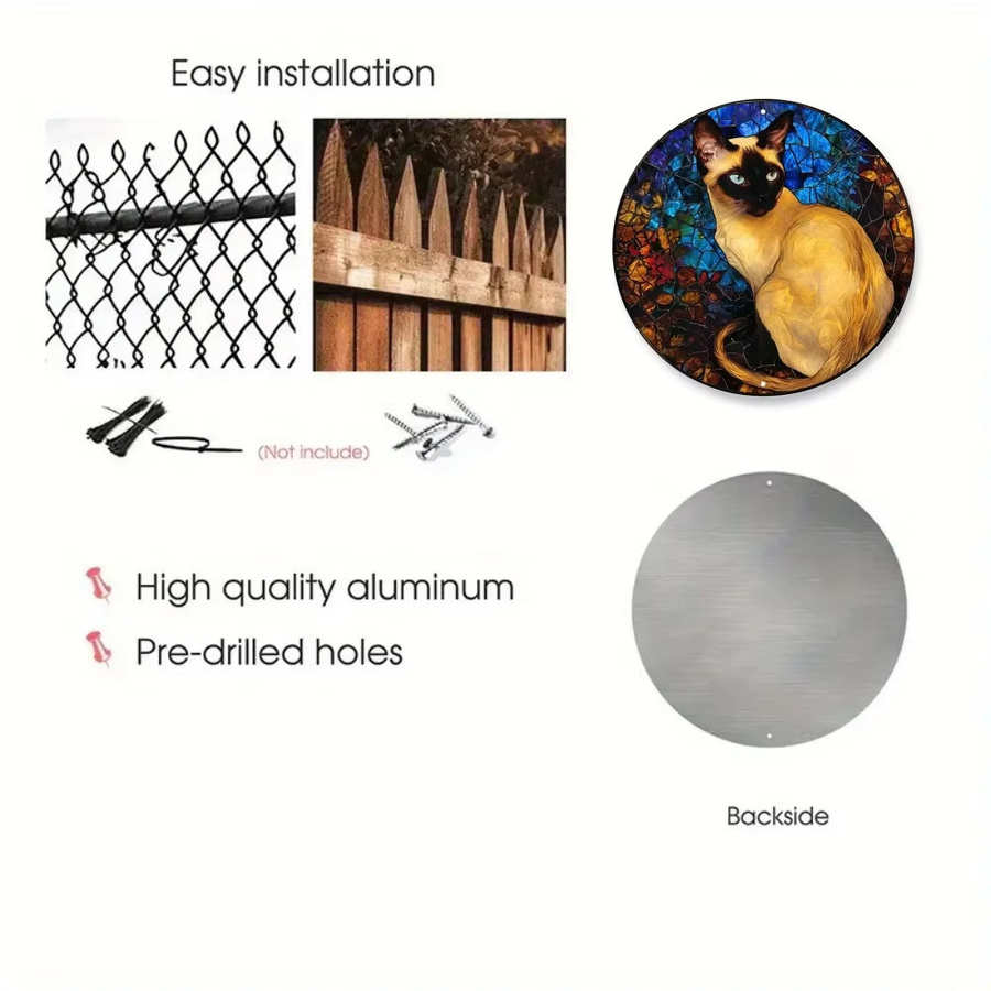 Rundes Metall-Aluminium-Schild von Potdemiel mit schwarzem Katzen-Motiv als Wanddekoration oder Desktop-Deko, Durchmesser: 20 cm - Bild 3