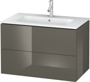Duravit L-Cube Waschtischunterschrank wandhängend in Grau Hochglanz mit 2 Schubladen, B: 82 cm, T: 48,1 cm, H: 55 cm - Bild 1