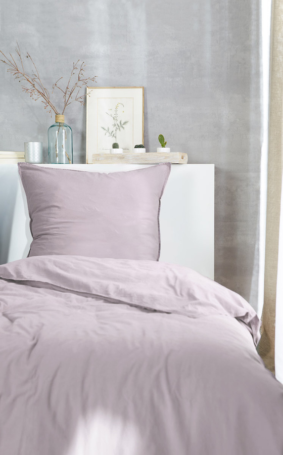 Hahn Renforce Bettwäsche Stone Washed Mouve Blass-Rose B/H: 135 x 200 cm - Bild 1