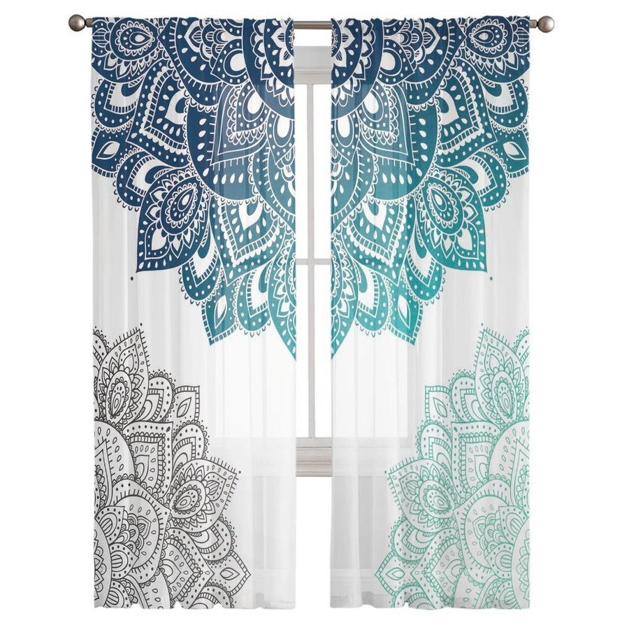 Mandala Chiffon Vorhang mit Farbverlauf aus transparentem Tüll, Breite: 100 cm, Höhe: 250 cm - Bild 2