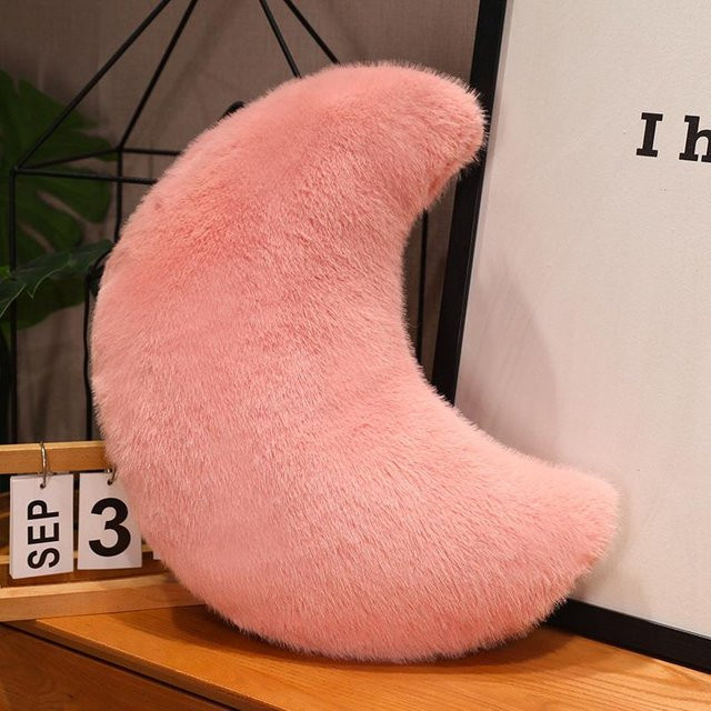 Yiran Health & Beauty Plüschkissen im nordischen Stil mit Stern und Mond, Farbe: Pink, Durchmesser: 45 cm - Bild 1