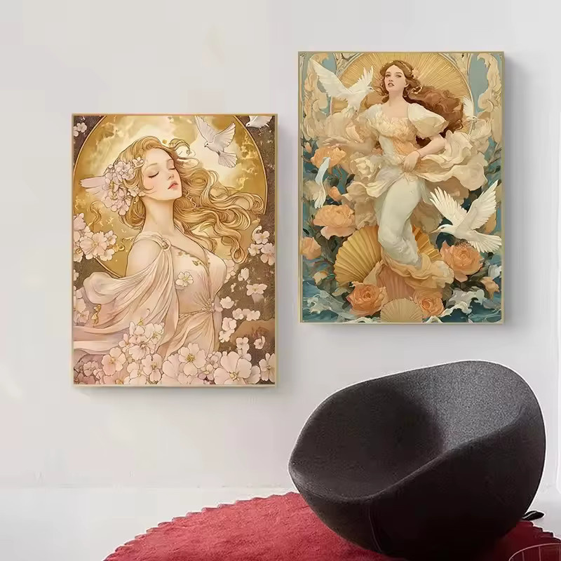 Potdemiel Leinwanddruck Griechische Mythologie Kunstporträt Aphrodite und Athene in Multicolour - Bild 2