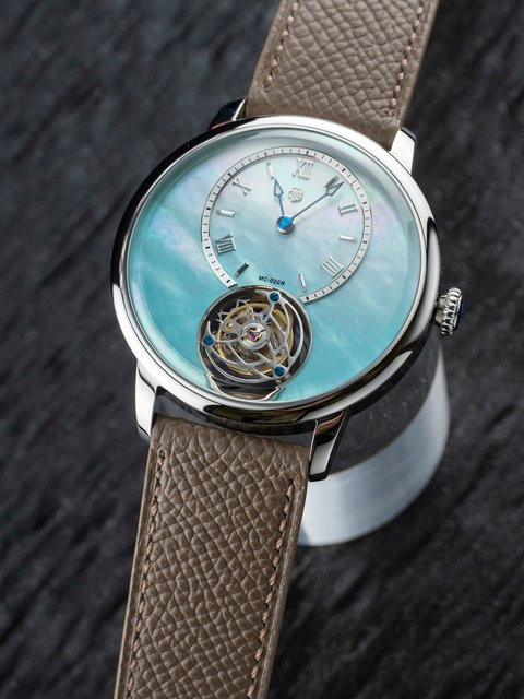 Jichen Armbanduhr, Kirschblüten-Emaille, Handaufzug, Edelstahl, Leder, Herren - Bild 1