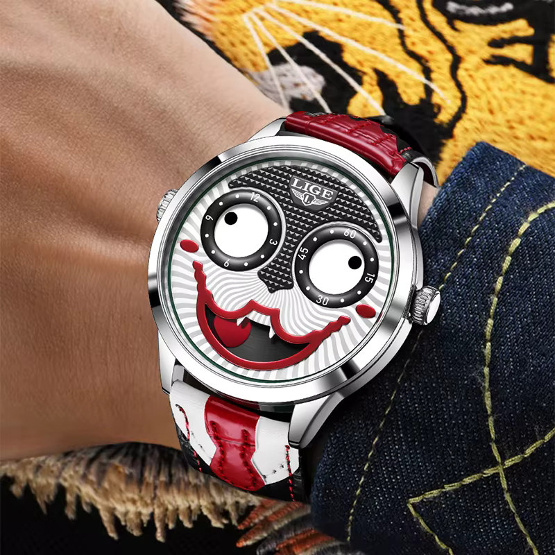 LIGE Armbanduhr, Analoguhr, Leder, Weiß, Unisex, Datum - Bild 5