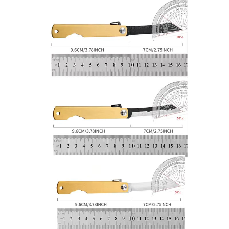 ZUOMU Klappmesser aus Edelstahl in Gold mit Holster als tragbares Outdoor-Werkzeug - Bild 2