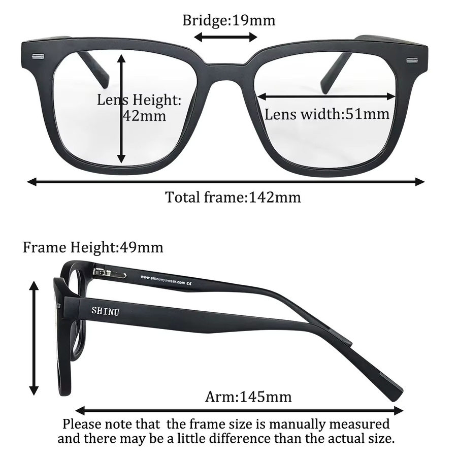 SHINU Progressive multifokale Lesebrille, Vollrand, Square, Black, Kunststoff - Bild 2