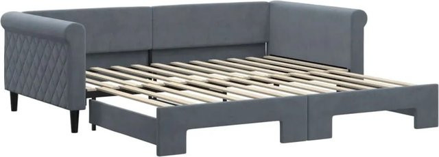 vidaXL Tagesbett aus Samt mit Auszug in Dunkelgrau B/T/H: 100 x 200 x 68 cm - Bild 1