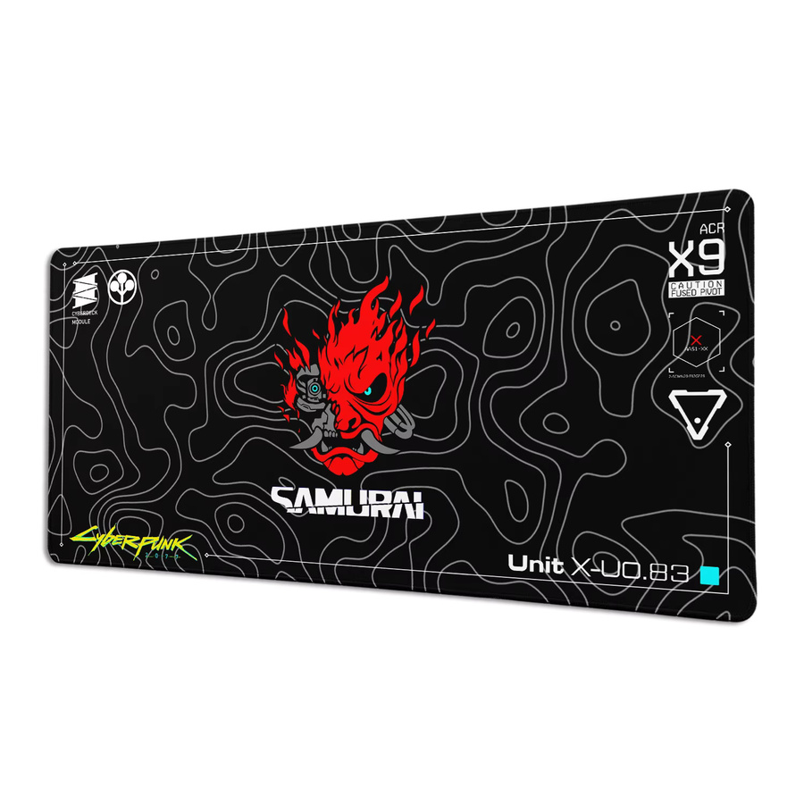 Potdemiel Gaming-Mauspad XXL in Schwarz mit Anime-Mädchen im C-Cyberpunk-Stil, rutschfeste Schreibtischunterlage aus Gummi mit verstärkten Kanten für PC und Tastatur - Bild 3