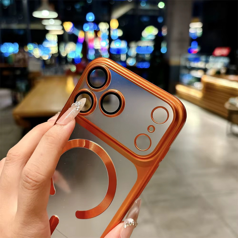 Xeber MagSafe Schutzhülle mit Handgelenkband für iPhone 17 16 15 Pro Max Air in Orange, Matte PC-Hülle mit Objektivschutz und transluzentem Design - Bild 2