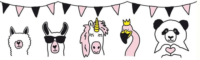 PROFHOME Kindertapete mit Tiermotiv in Rosa, Weiß und Schwarz, B: 0,15 m, L: 5,00 m - Bild 1