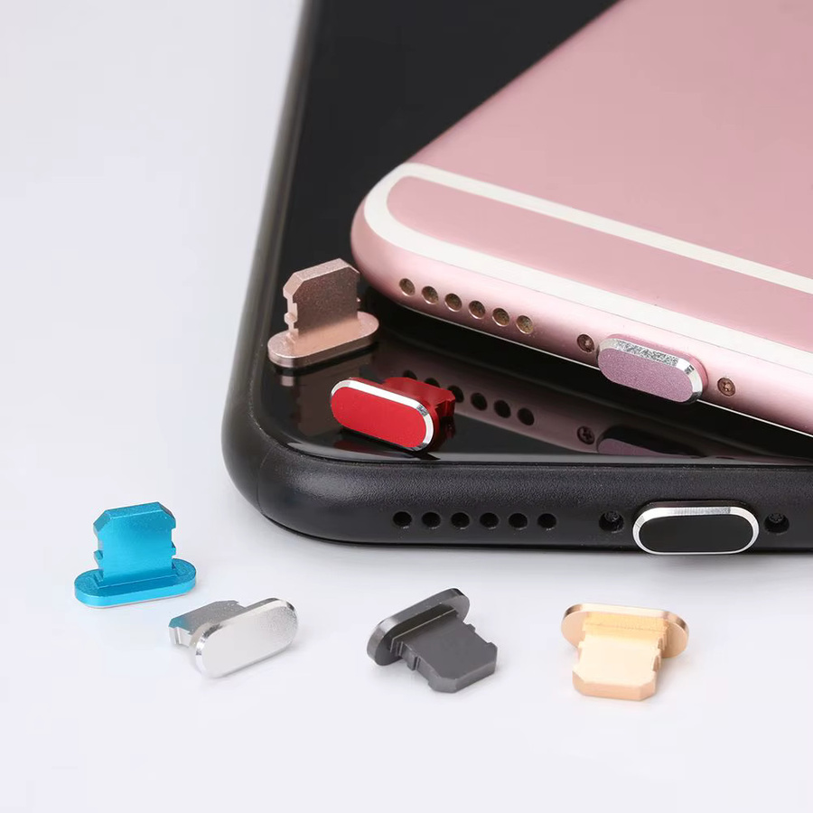 Anti-Staub Metall Stecker Ladegerät Dock Stopper für Micro USB, Typ C und iPhone in Schwarz und Multicolour - Bild 2