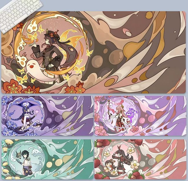 Genshin Impact Anime Mauspad mit Hu Tao und Raiden Shogun Design in Multicolour - Bild 1