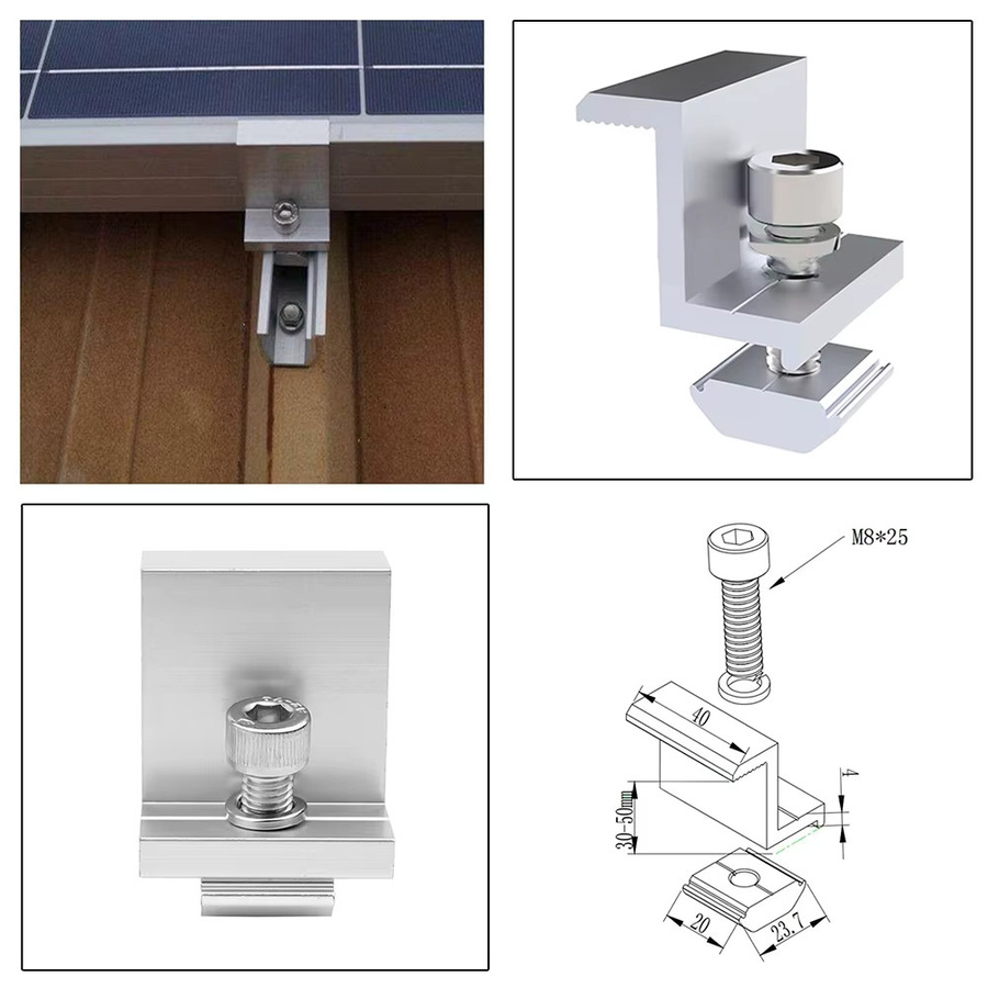 Solar End Clamp Montagehalterung Z-Style aus Aluminium in Silber für Solarpanels - Bild 2