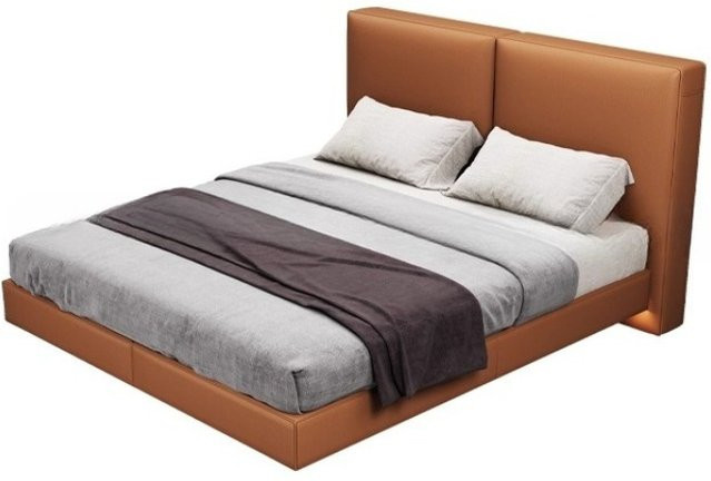 Minimalistisches Hängebett aus Leder für das Schlafzimmer in Orange oder Braun, B/T: 150 x 200 cm - Bild 1