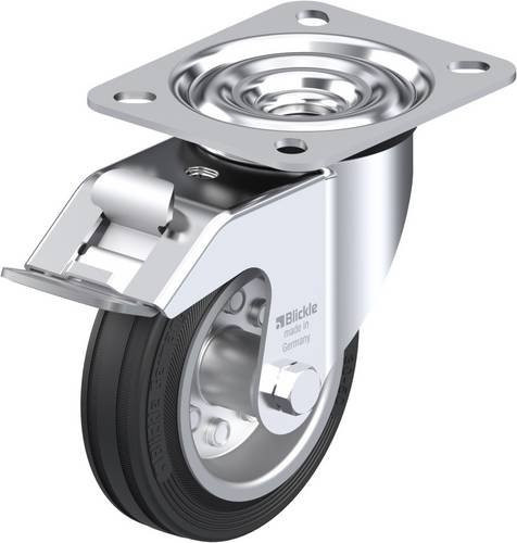 Blickle LE-VE 100R-FI Lenkrolle mit Feststeller, Rad-Durchmesser: 100 mm, Tragfähigkeit: 70 kg, Farbe: Schwarz/Silber - Bild 1