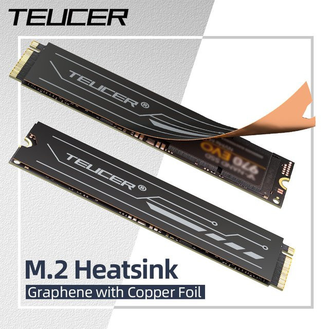 TEUCER Graphen-Kupferfolie M.2 SSD-Kühlkörper für NVMe NGFF 2280 Laufwerke, 2er-Pack - Bild 1