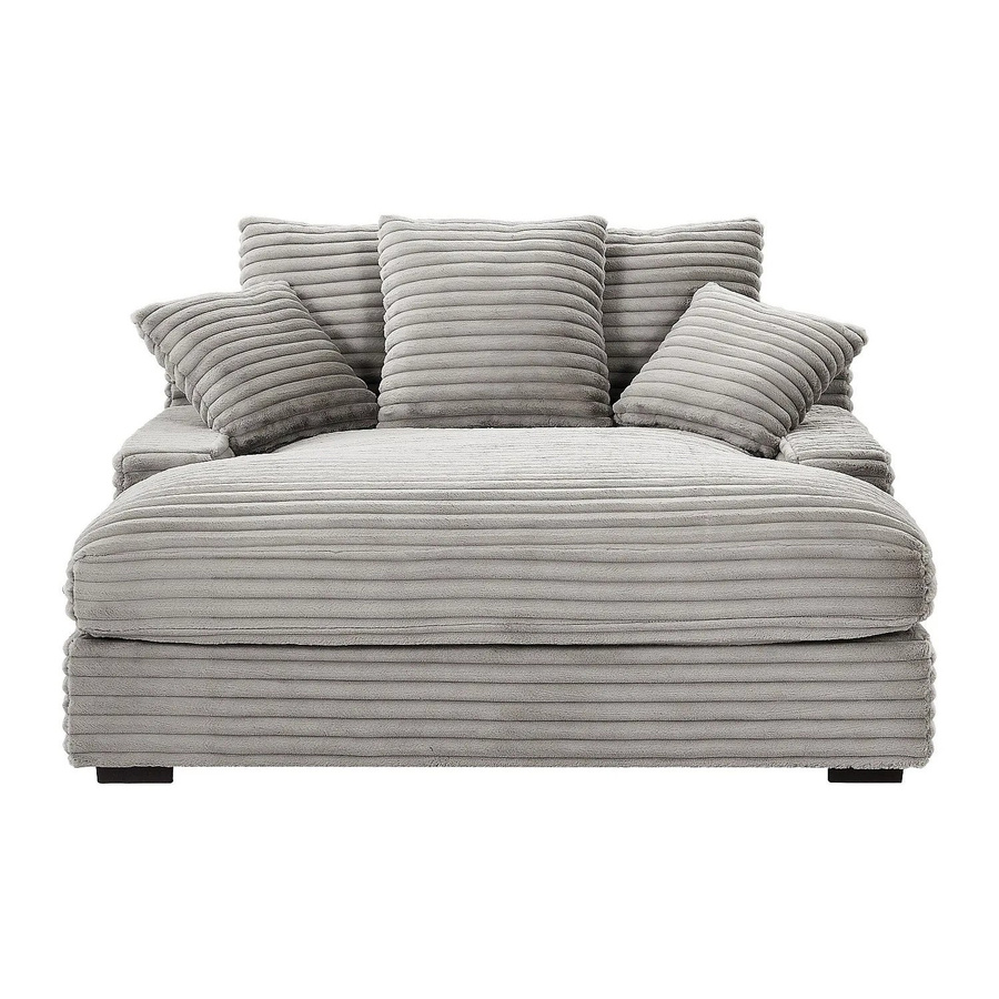 Recamiere Esarto von Pascal Morabito in Grau aus Rippenvelours, Breite: 168 cm, Höhe: 54 cm, Tiefe: 168 cm - Bild 2