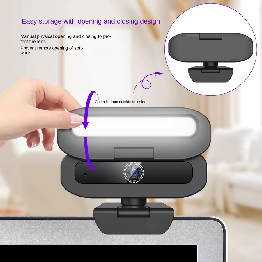 Bytelike 4K UHD USB Webcam mit Ringlicht, Autofokus, Nachtsicht und Mikrofon in Schwarz - Bild 3