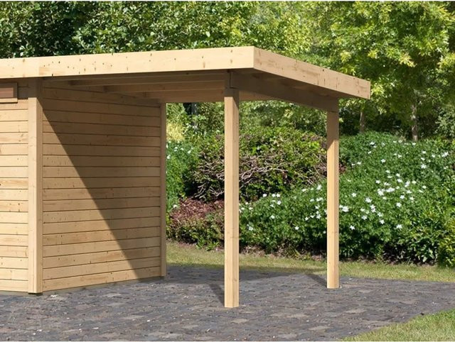 Karibu Anbaudach für Kulpin 6 aus Holz in Naturbelassen/Braun, 28 mm - Bild 1
