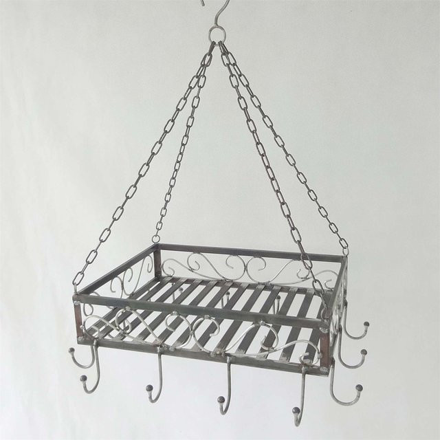 HTI-Line Hängendes Deckenregal aus Metall für Küche und Wohnraum, Grau, B/T/H: 49 x 40 x 63 cm - Bild 1