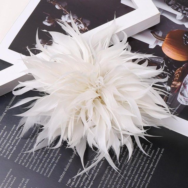 Federbrosche Federblume, weiß, Damen, 18-20cm - Bild 1