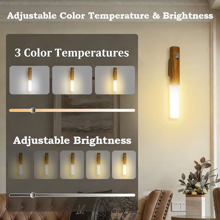 UMEXUS 4er Set Intelligente LED Nachtlichter mit Bewegungssensor, Wiederaufladbare Magnetische Wandlampe in Weiß für Flur, Schlafzimmer, Treppen und Schränke, Warmweiß - Bild 2