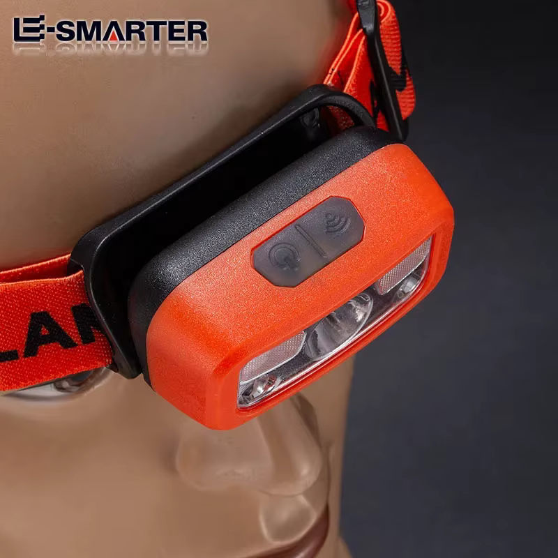 ESMARTER Mini-Stirnlampe Wasserdichte Akku-Taschenlampe für Camping und Angeln in Schwarz und Rot - Bild 4