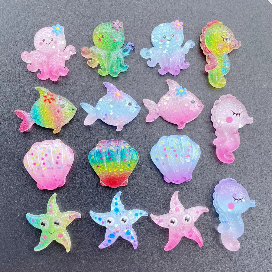20 Stück TSXJY Kunstharz-Maritime Figuren in Multicolour für DIY-Schmuck, Scrapbooking und Hochzeitsdekoration mit Muscheln, Seesternen, Fischen und Seepferdchen - Bild 2