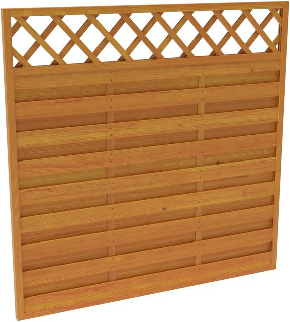 Sichtschutzzaun Country aus Holz von Andrewex in Pinienfarben, 3-fach lasiert, blickdicht, B/H: 180 x 180 cm - Bild 1