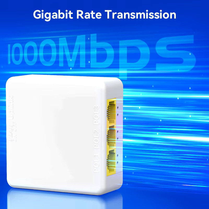 HORACO 4 Port Gigabit PoE Extender 1000M Netzwerk Switch Repeater IEEE802.3af/at in Weiß - Bild 2