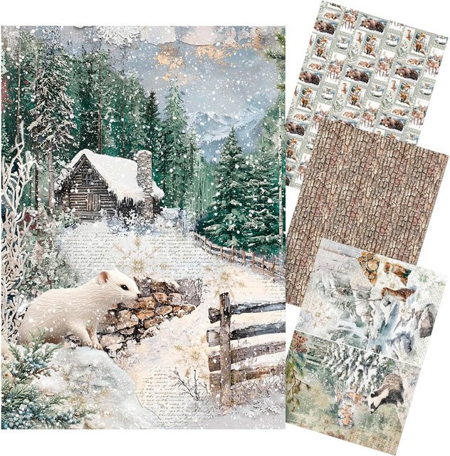 Ciao Bella Motiv-Strohseide Sortiment Forest Tales 4er-Set Multicolor A4 - Bild 1