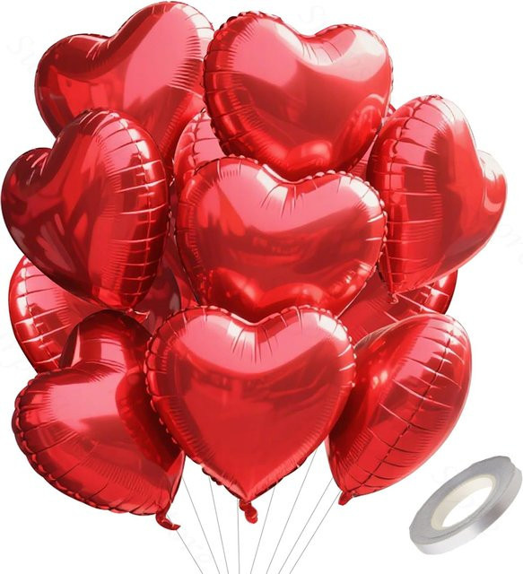 Roter Herz-Folienballon von Surpsea für Valentinstag, Hochzeit und Jahrestag, Durchmesser: 45,72 cm - Bild 1