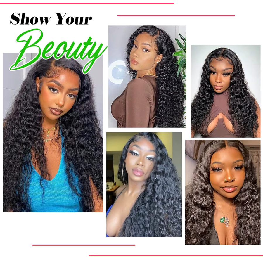 13x4 Water Wave Lace Frontal Closure Brasilianisches Echthaar, Remy Haarverlängerungen - Bild 5