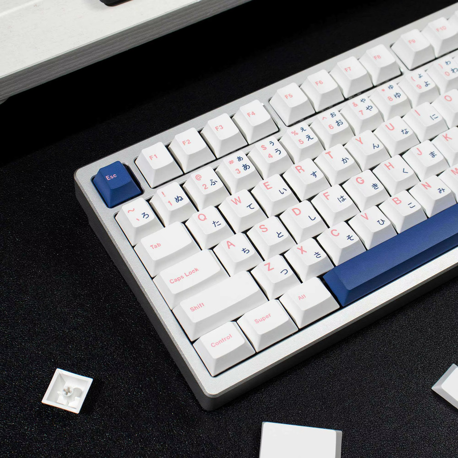 Venit Keys PBT-Tastenkappen im Cherry-Profil mit japanischem Design in Weiß und Blau für mechanische Tastaturen mit MX-Switches - Bild 4
