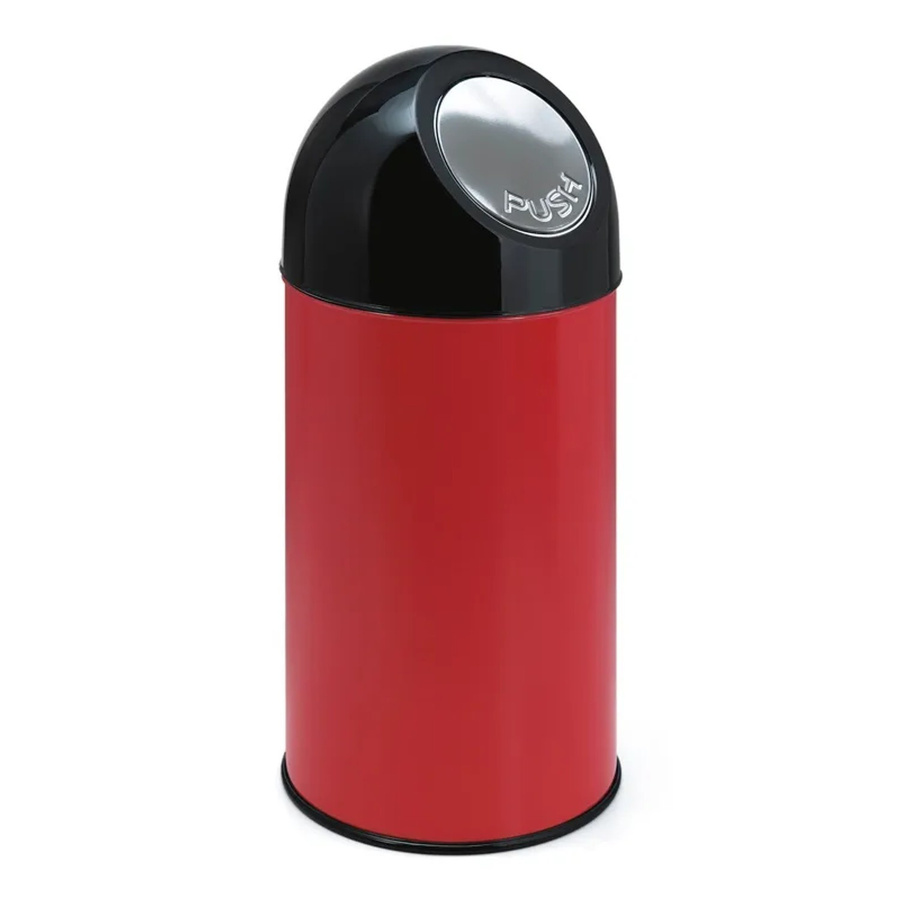 PROREGAL Klassischer Abfallbehälter mit Pushdeckel und Inneneimer, Rot, H x B x T: 67 x 31 x 31 cm - Bild 2