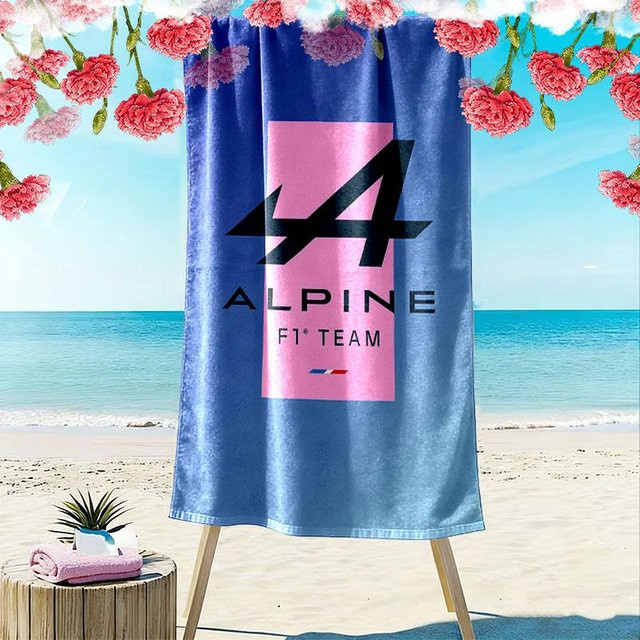 Alpine F1 Print Strandtuch von My City Home, blaues schnelltrocknendes Handtuch für Strand und Camping, B/B: 70 x 140 cm - Bild 1