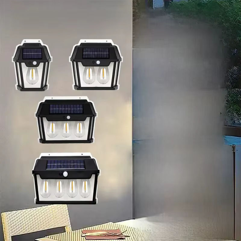 ESMARTER LED Solar Wandlampe mit Filament-Leuchtmittel und Bewegungssensor, Schwarz, Warmweiß - Bild 7
