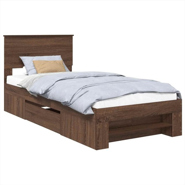 vidaXL Bettrahmen in Eiche Braun aus Holzwerkstoff, B/T/H: 80 x 200 cm - Bild 1