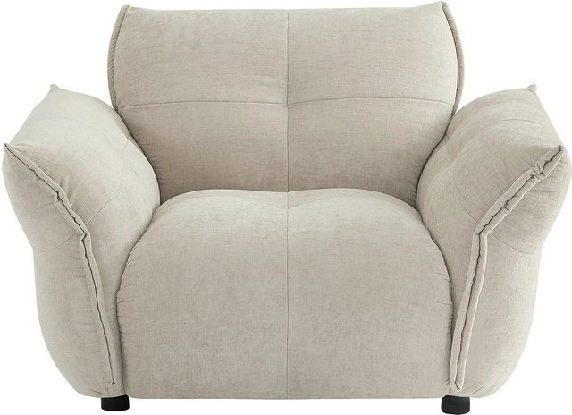 Vente-unique Sessel Napizo mit gerader Rückenlehne in Beige aus meliertem Stoff, Breite: 120 cm - Bild 1