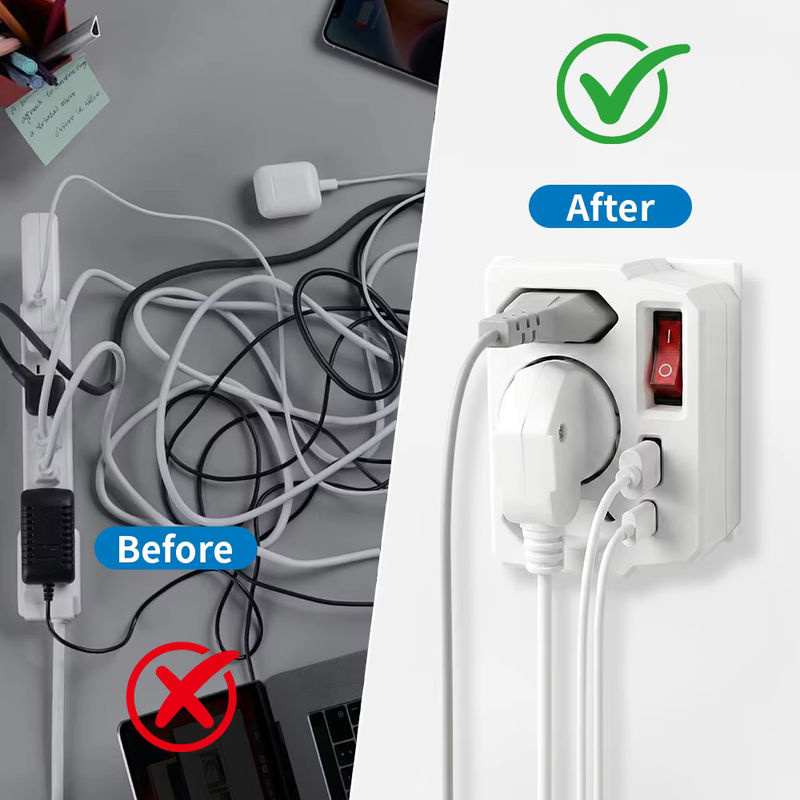 CILIA EU-Schuko-Adapter 1-zu-3 Wandsteckdosen-Verlängerungskonverter mit Schalter und USB-C sowie USB Anschlüssen in Weiß - Bild 5