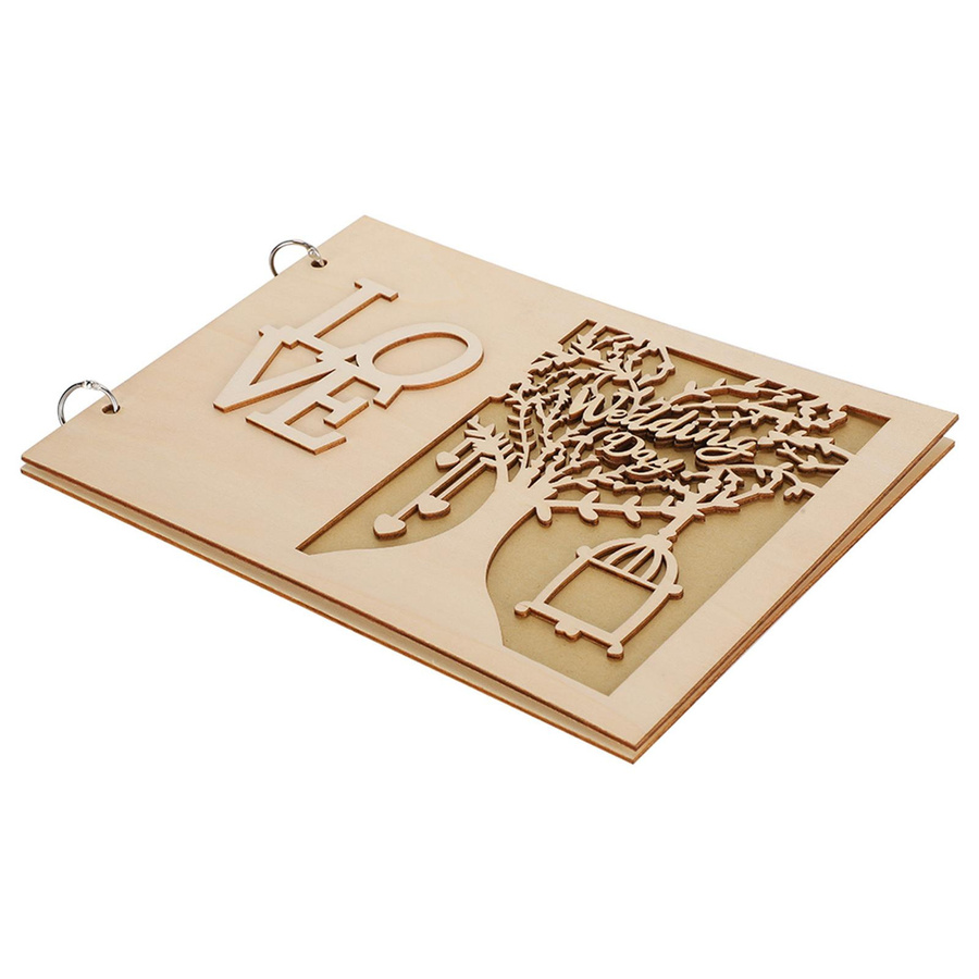 KaiSai Hochzeits-Gästebuch aus Holz mit abstraktem Design für Hochzeit, Verlobung und Jubiläum - Bild 2