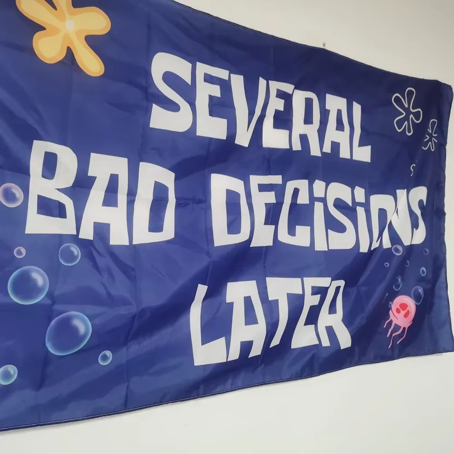 Humorvolle Flagge Mehrere schlechte Entscheidungen später aus Premium-Polyester, Blau, B x H: 90 x 150 cm - Bild 3