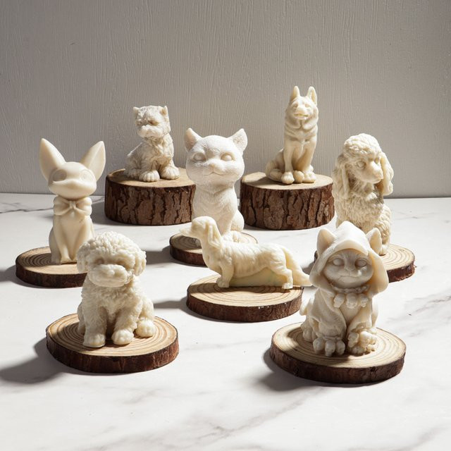 Silikonform für 3D-Tierkerzen mit Katzen- und Hundemotiven in Weiß zum Selbermachen - Bild 1