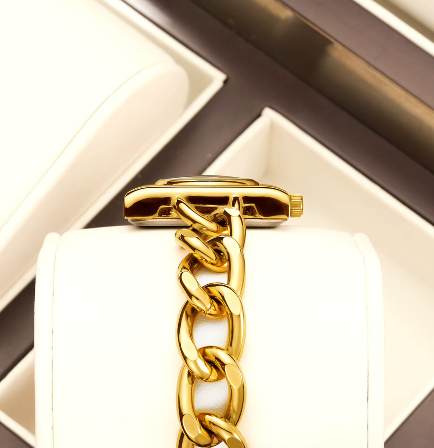 YaLaLuSi Armbanduhr Quarz, Edelstahl, Gold, Kristall, Damen - Bild 4