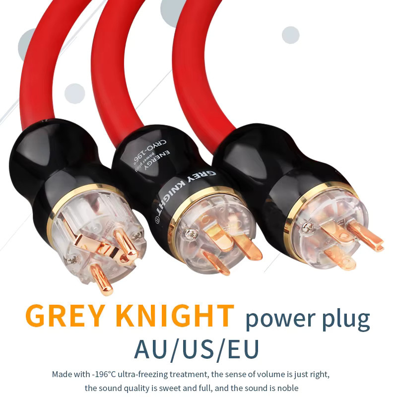 Grey Knight Hi-End HiFi-Audio Netzkabel mit 3x6mm² Reinkupfer-Leitungen für CD-Player und Verstärker Schuko-Stromkabel - Bild 2