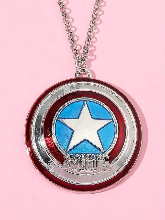 Bandai Captain America Schild-Anhänger Halskette, Silber, Unisex - Bild 4