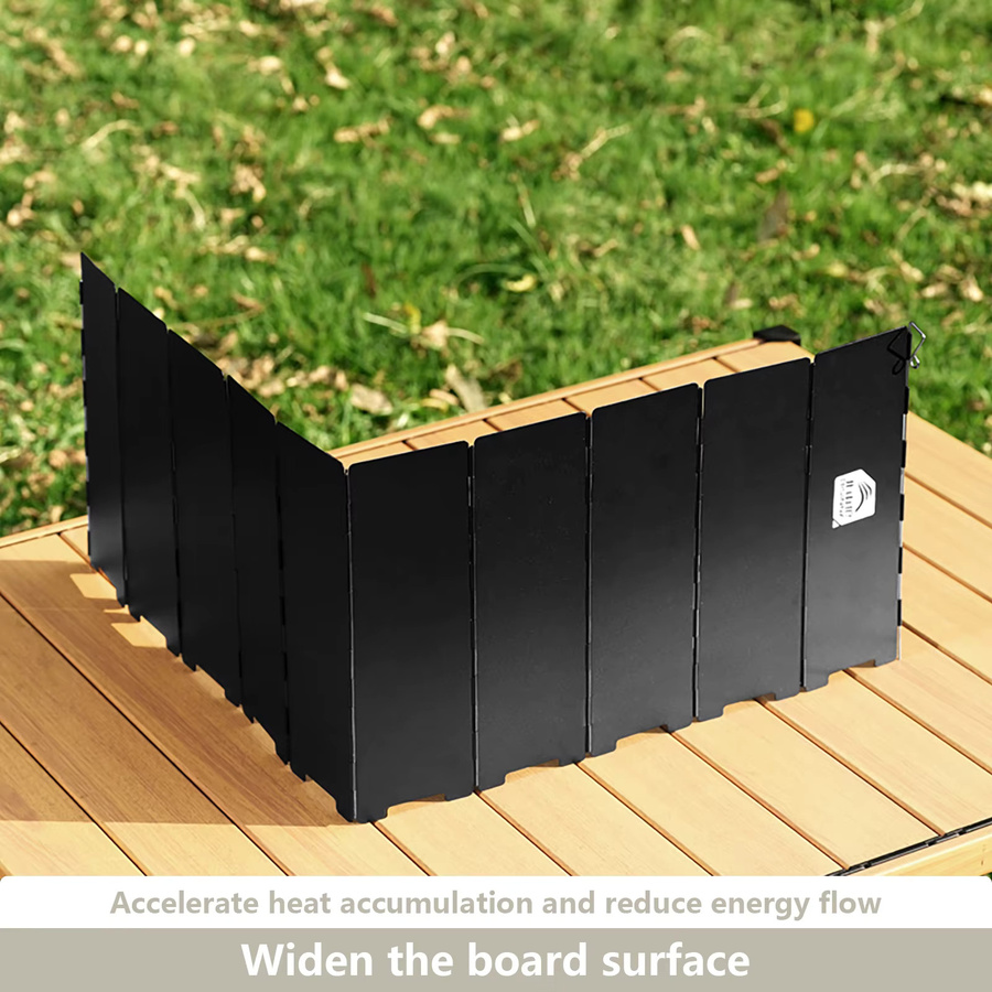 BISINNA Faltbare Gasherd-Windschutzscheibe für 10 Platten, ultraleichter winddichter Windschutz in Schwarz für Outdoor-Camping, Picknick und Wandern - Bild 4