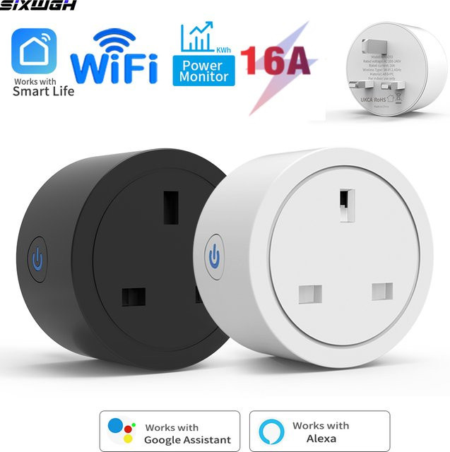 Tuya Smart WLAN Steckdose mit Messfunktion und Timer in Weiß mit UK-Stecker, kompatibel mit Smart Life App, Alexa und Google Home - Bild 1
