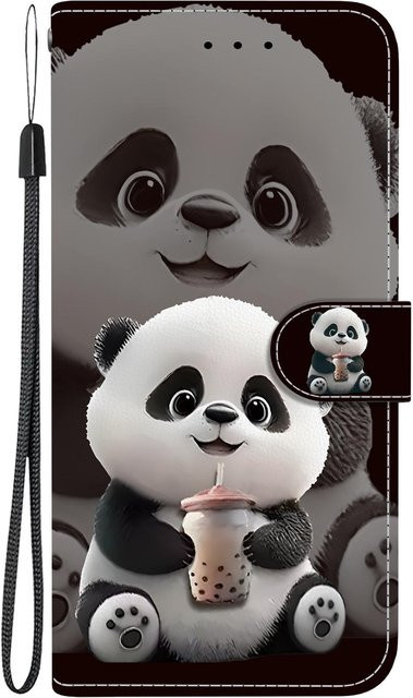 Handgefertigte PU-Leder Flip-Hülle für Samsung Galaxy A13 5G mit Herz/Rose Katze Design in Schwarz - Bild 1