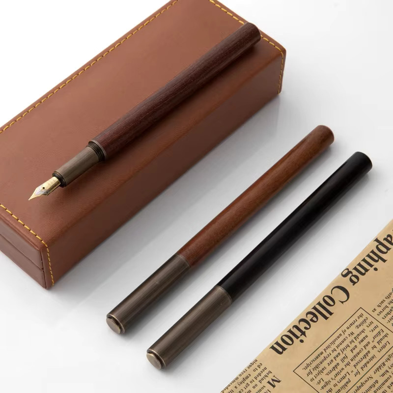 Luxus Retro Füllfederhalter aus Holz in Bronze und Braun mit 0,5mm Spitze für Kalligraphie und Business-Schreiben - Bild 5